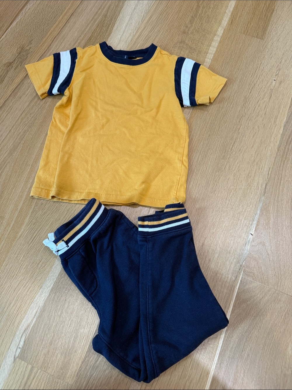 Janie and Jack Yellow and Navy Kids Tee + Jogger Set